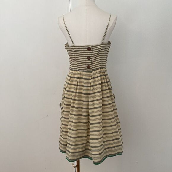 Anthropologie Maeve Changing Stripes Cream and Gray Mini Dress Dress Size 6 - Picture 6 of 15